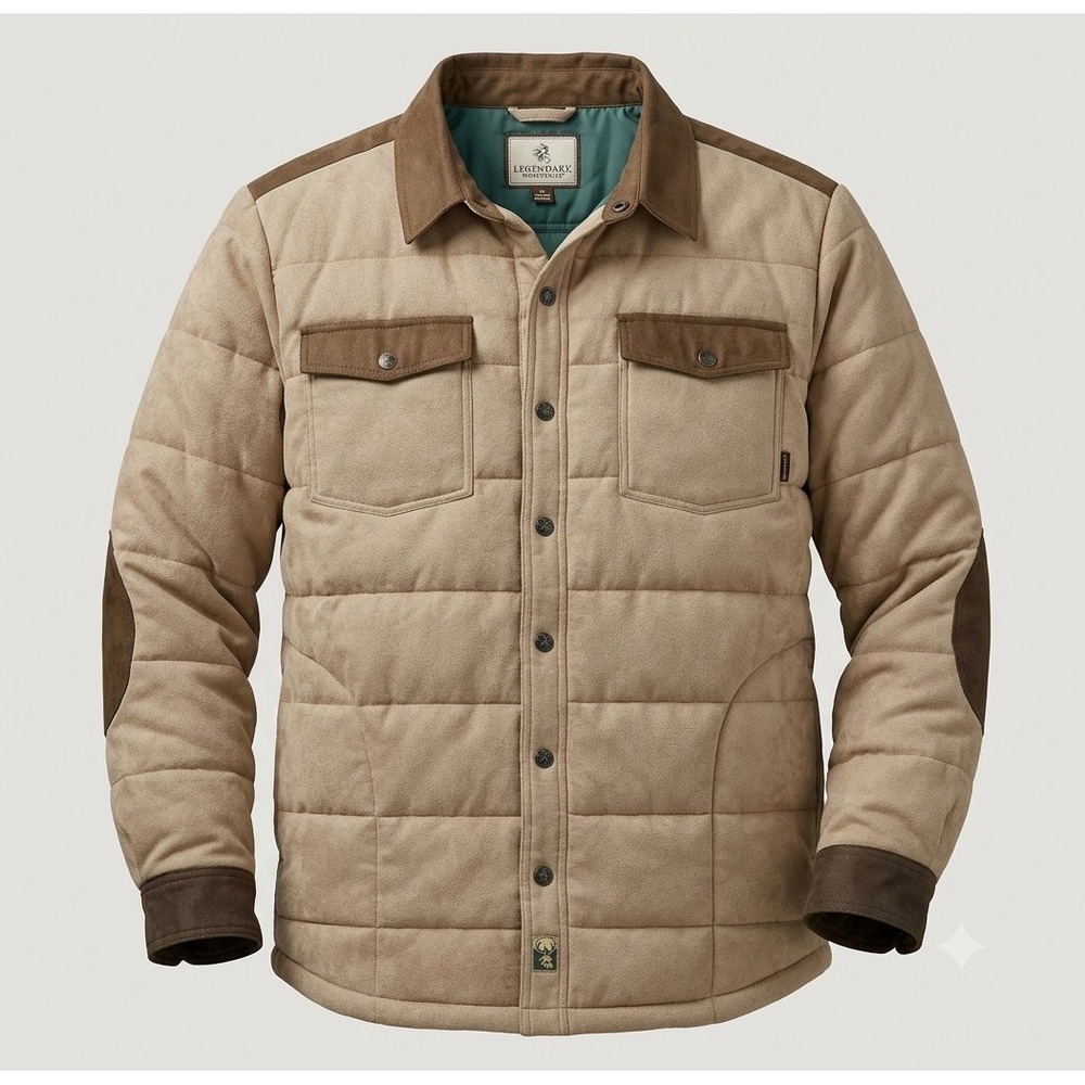 Legendary Whitetails Men's Tan & Brown Microfleece Snap Up Jacket. NWOT. Size XL